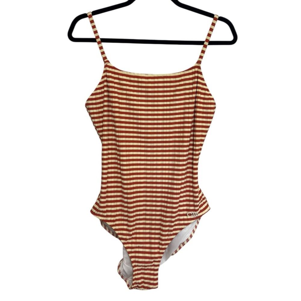 Solid & Striped Nina One Piece Swimsuit in Bronze Rib Fabric - Size L - Picture 2 of 7